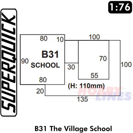 VILLAGE SCHOOL 1:72 Scale OO HO Gauge Railways Building Series B B31 SuperQuick
