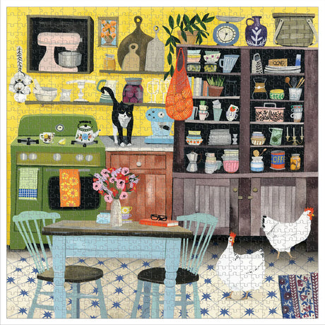 eeBoo KITCHEN CHICKENS 1000 pc Square Jigsaw Puzzle Super Deluxe PZTKHC