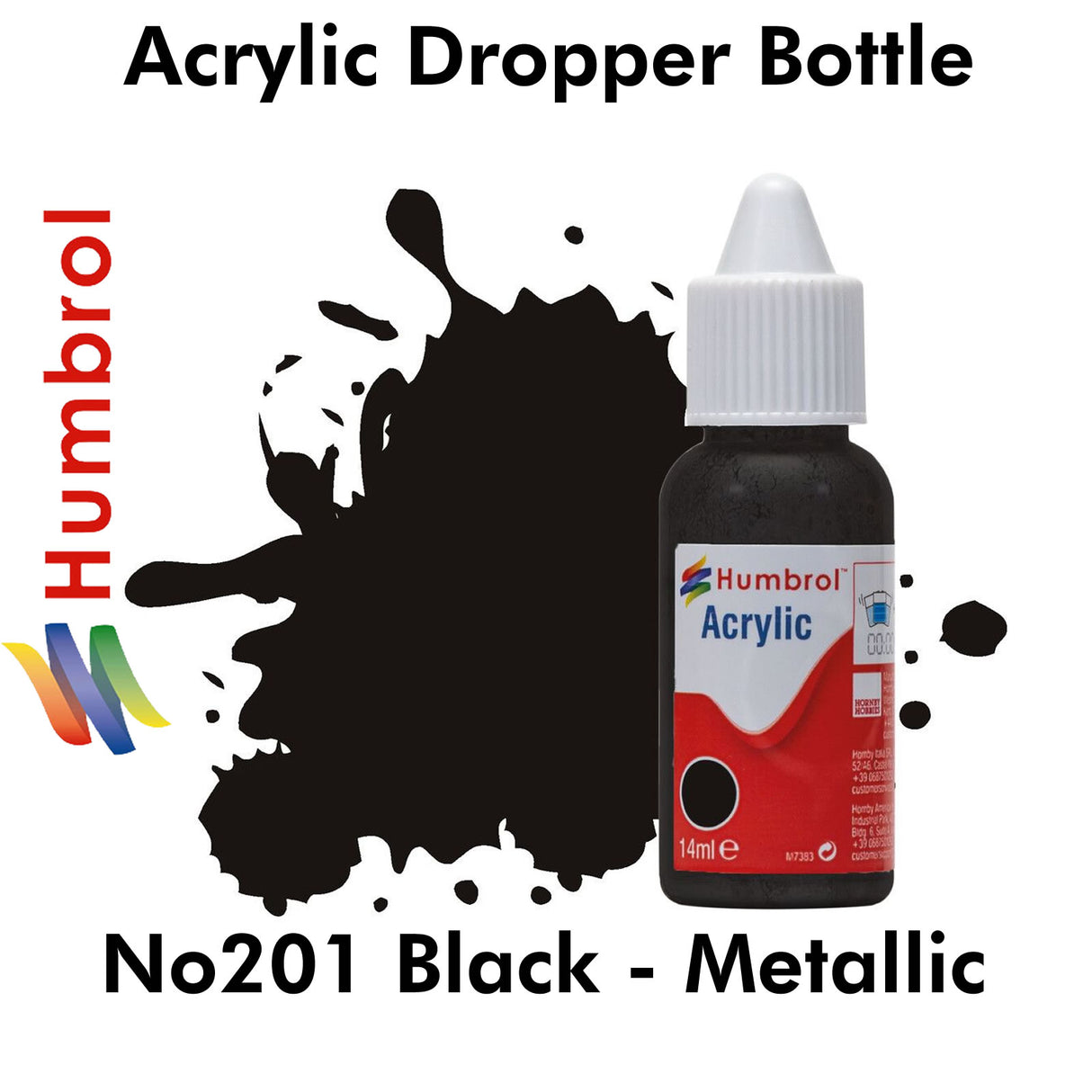 Acrylic Dropper- No 201 Black - Metallic | Humbrol | DB0201
