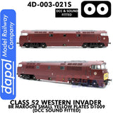 Class 52 Western Invader BR Maroon Small Yellow Panels D1009 - DCC Sound Fitted | Dapol | 4D-003-021S