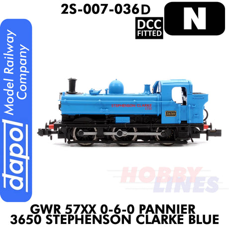 Great Western Railway - 57XX 0-6-0 Pannier 3650 Stephenson Clarke - Blue - DCC Fitted | Dapol | 2S-007-036D