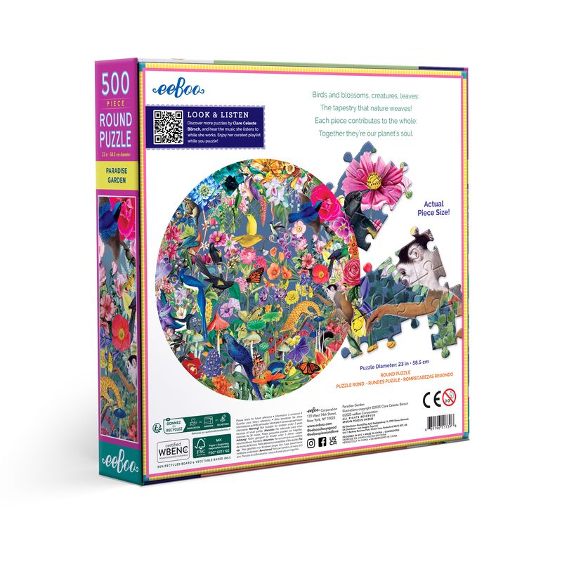 Paradise Garden 500 piece - Round Puzzle | eeBoo | PZF396