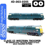 Class 52 Western Trooper - BR Green Full Yellow Ends D1033 - DCC & Sound Fitted | Dapol | 4D-003-020S