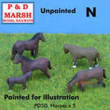 Horses x 5 - Unpainted | P&D Marsh | C50