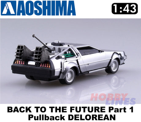 Back to the Future Part 1 Delorean Pull Back & Go 1:43 scale kit Aoshima 05475