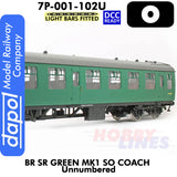 BR Mk1 SR Green SO Unnumbered coach  - Lightbars Fitted & DCC Ready | Dapol | 7P-001-102U