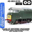 Class 52 Western Crusader -  BR Green Small Yellow Plates  D1004 - DCC & Sound Fitted | Dapol | 4D-003-019S