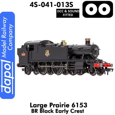 LARGE PRAIRIE 6153 BR Black Early Crest DCC & Sound Steam Locomotive |  Dapol |  4S-041-013S