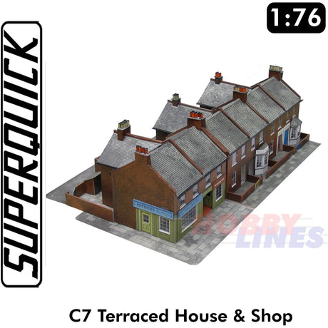 RED BRICK TERRACE CORNER C7 1:72 OO HO Railways Building Series C C07 SuperQuick