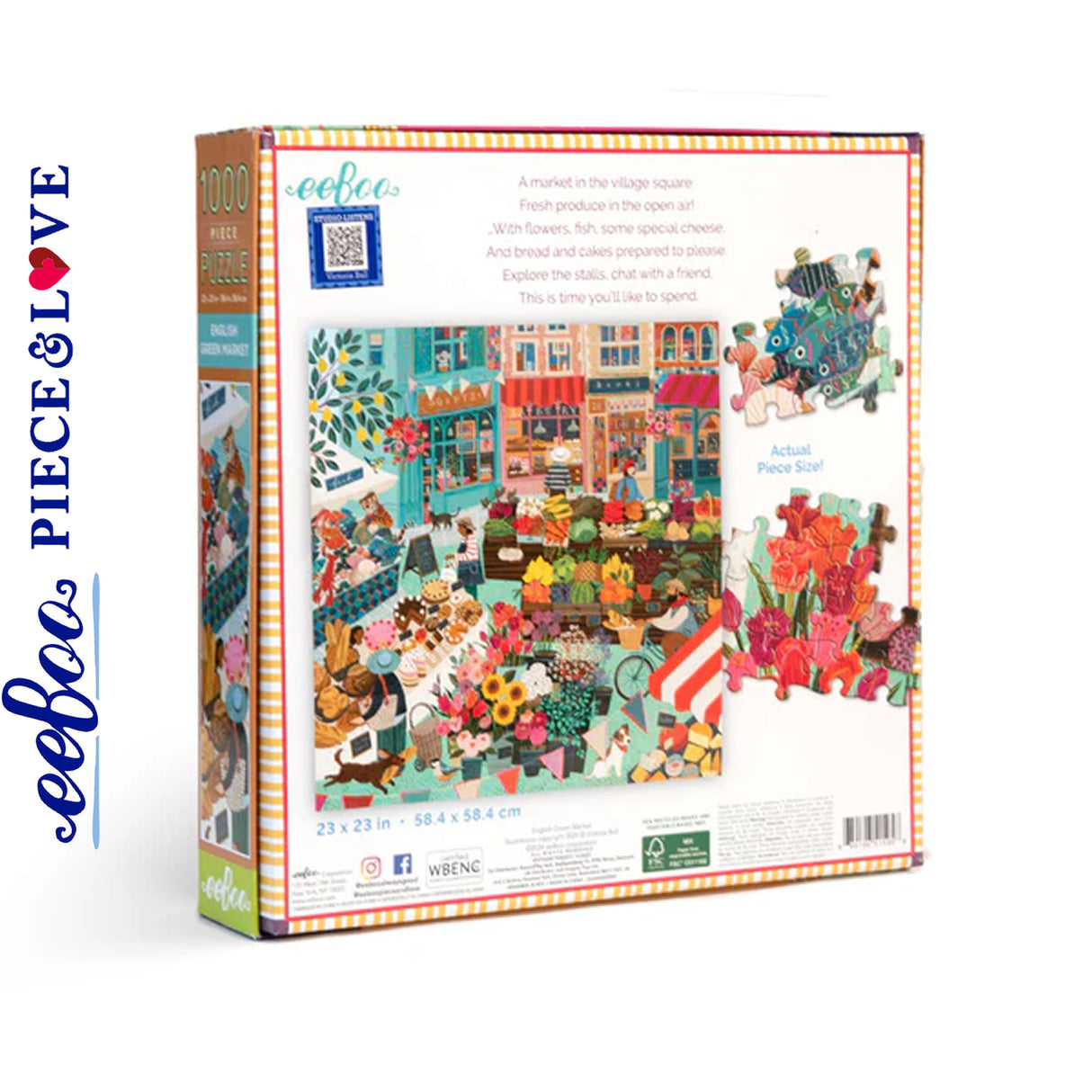 eeBoo ENGLISH GREEN MARKET 1000 pc Square Jigsaw Puzzle Super Deluxe PZTEGM