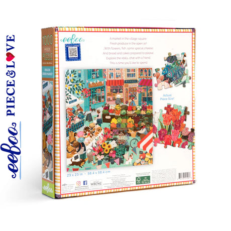 eeBoo ENGLISH GREEN MARKET 1000 pc Square Jigsaw Puzzle Super Deluxe PZTEGM