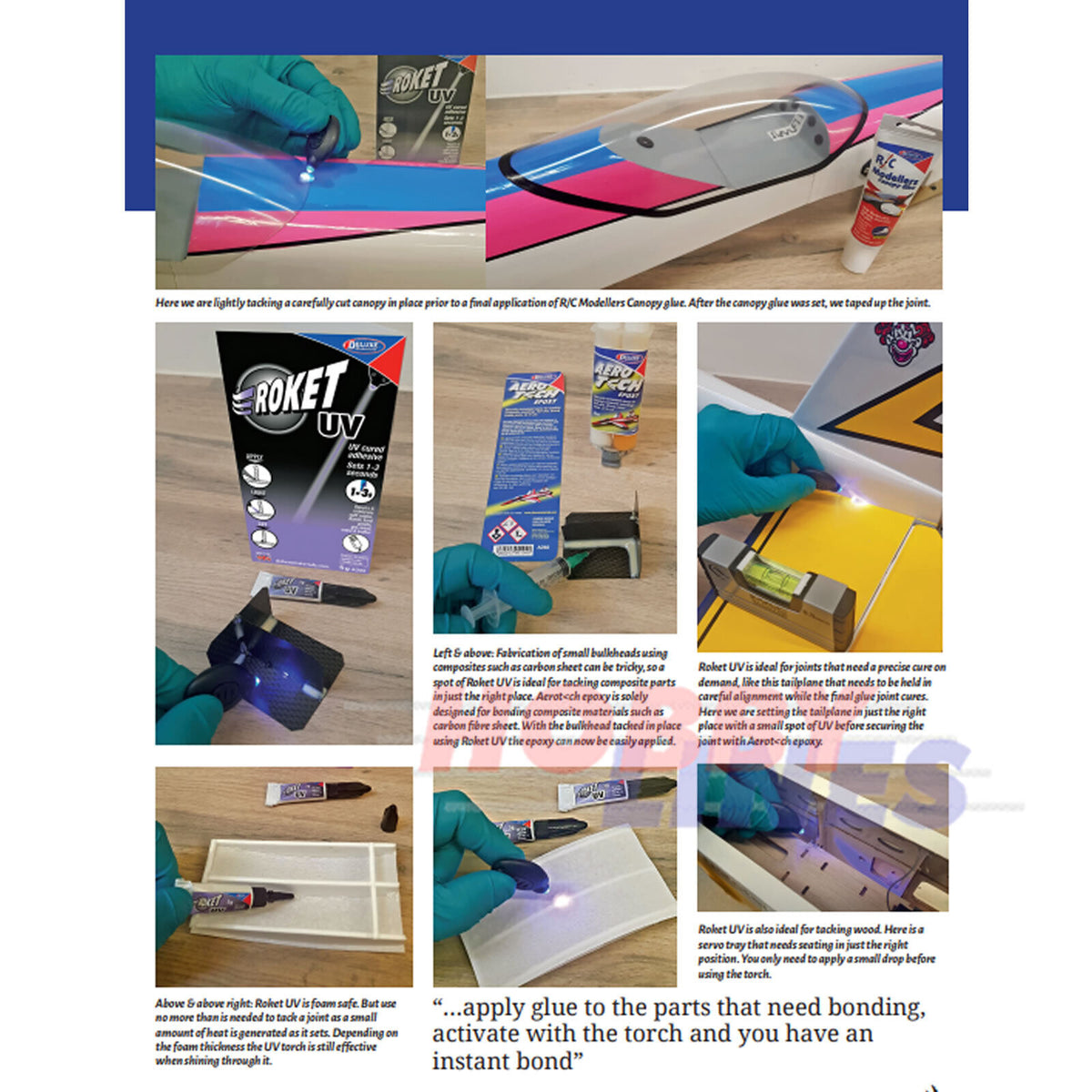 ROKET UV 2g adhesive & activation light plastic wood metal AD89 Deluxe Materials