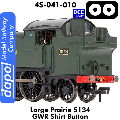 LARGE PRAIRIE 5134 GWR SHIRT BUTTON DCC Ready Steam Locomotive | Dapol | 4S-041-010
