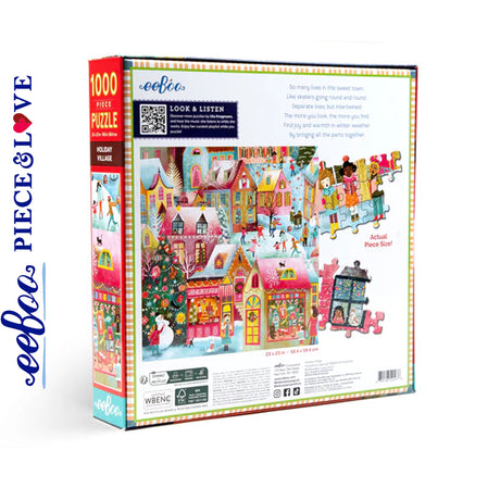 eeBoo HOLIDAY VILLAGE 1000 pc Square Jigsaw Puzzle Super Deluxe Christmas PZTHYV