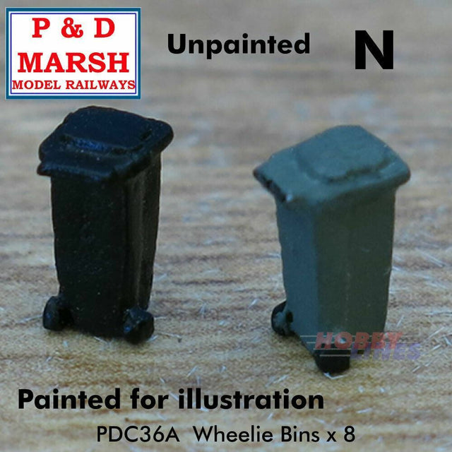 Wheelie Bins x 8 - Unpainted | P&D Marsh | C36A