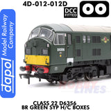 Class 22 D6356 BR Green SYP H/C Boxes - DCC Fitted | Dapol | 4D-012-012D