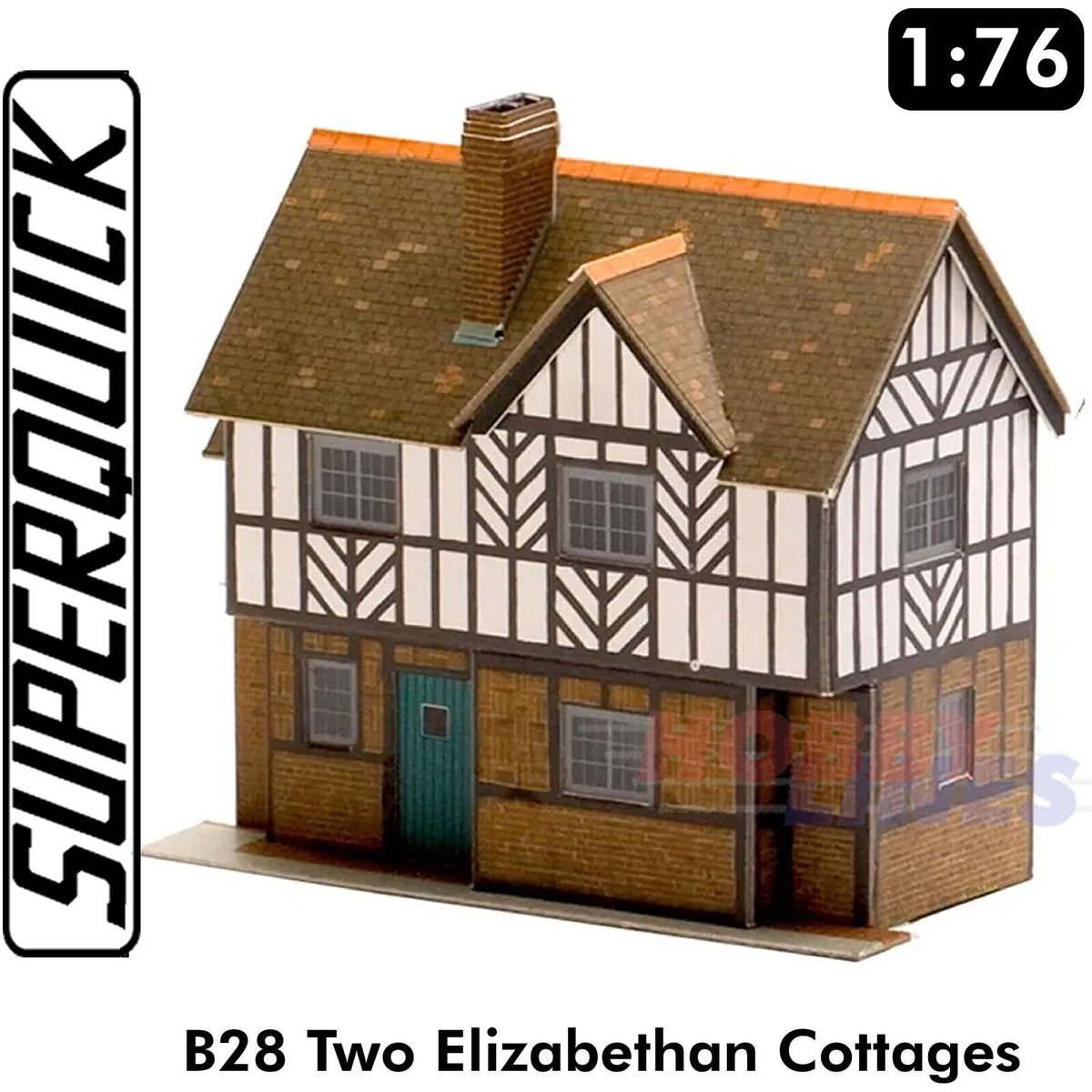 2 ELIZABETHAN COTTAGES 1:72 OO HO Gauge Railway Building Series B B28 SuperQuick