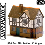 2 ELIZABETHAN COTTAGES 1:72 OO HO Gauge Railway Building Series B B28 SuperQuick