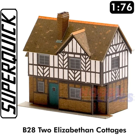 2 ELIZABETHAN COTTAGES 1:72 OO HO Gauge Railway Building Series B B28 SuperQuick