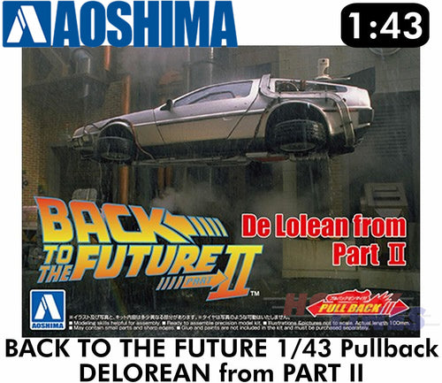 Delorean Back to the Future Part 2 Flying Pull Back & Go 1:43 kit Aoshima 05476