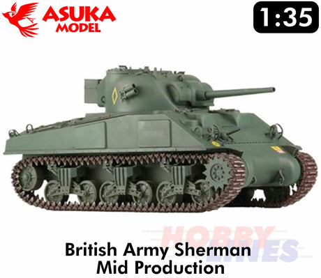 Asuka 1:35 BRITISH ARMY SHERMAN MID PPRODUCTION scale model WWII Tank kit 35018