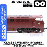 Class 52 Western Invader BR Maroon Small Yellow Panels D1009 - DCC Sound Fitted | Dapol | 4D-003-021S