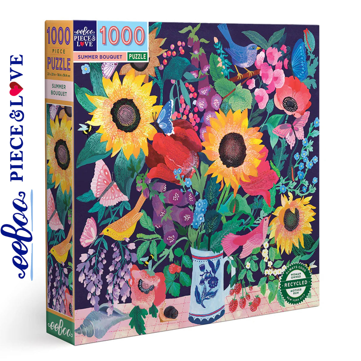 eeBoo SUMMER BOUQUET 1000 pc Square Jigsaw Puzzle Super Deluxe PZTSMB