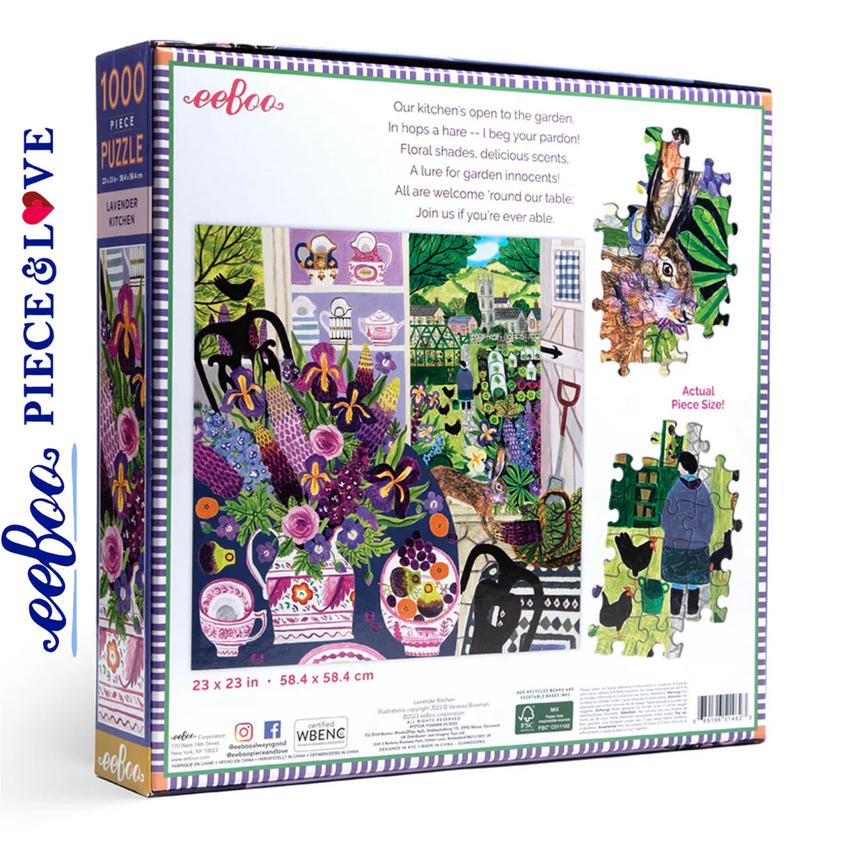 eeBoo LAVENDER KITCHEN 1000 pc Square Jigsaw Puzzle Super Deluxe PZTLVK