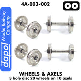 Wheels & Axels - 3 Hole Disc - 20 wheels on 10 axels |  Dapol |  4A-003-002