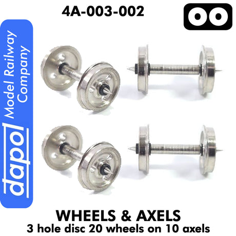Wheels & Axels - 3 Hole Disc - 20 wheels on 10 axels |  Dapol |  4A-003-002
