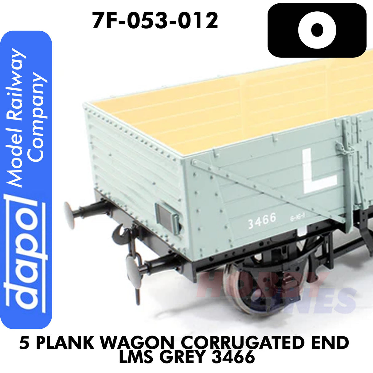 5 Plank Wagon Corrugated End LMS Grey 3466  | Dapol | 7F-053-012