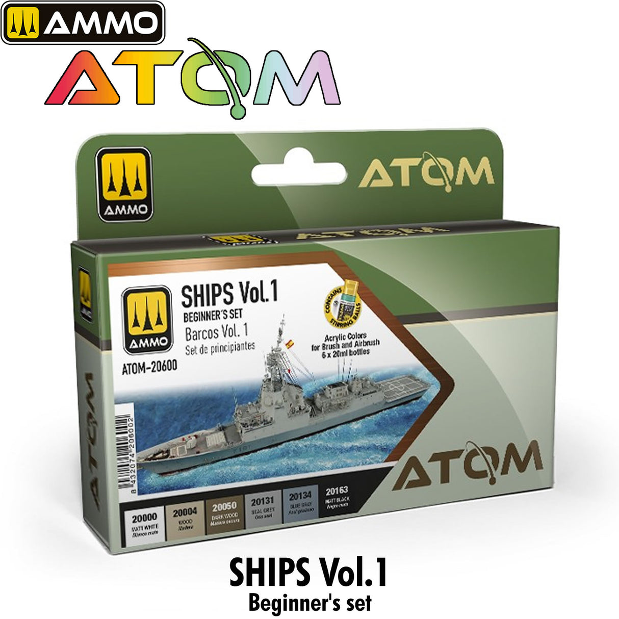 ATOM BEGINNERS SET SHIPS Vol.1 -  6 x 20ml Acrylic Paint | Ammo by Mig Jimenez 