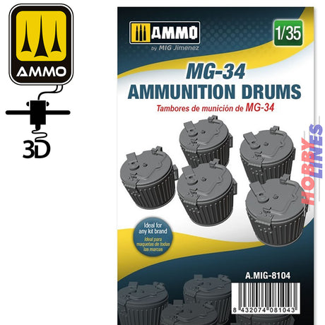 3D Printed MG-34 Ammunition Drums | Ammo Mig Jimenez | MIG8104