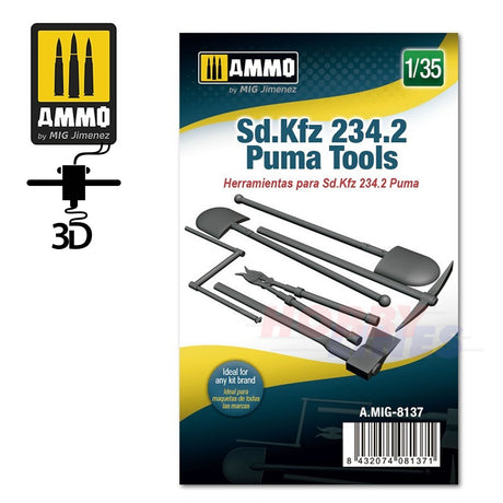 3D Printed Sd.Kfz 234.2 Armoured Car Puma Tools - 1:35 | Ammo by Mig Jimenez | MIG8137