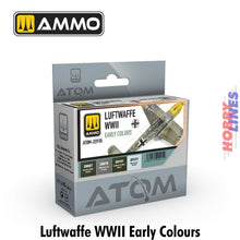 Load image into Gallery viewer, Luftwaffe WWII Early Colors 4 20ml Acrylic bottles Ammo Mig Jimenez ATOM 20910
