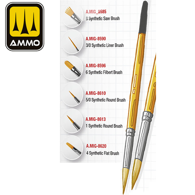 Beginners Set 6 - Brush Set | Ammo by Mig Jimenez | A.Mig-7822