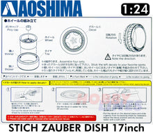 Load image into Gallery viewer, Aoshima Wheels &amp; Tyres STICH ZAUBER DISH 17inch 1:24 Set of 4 Tuned Parts 06117
