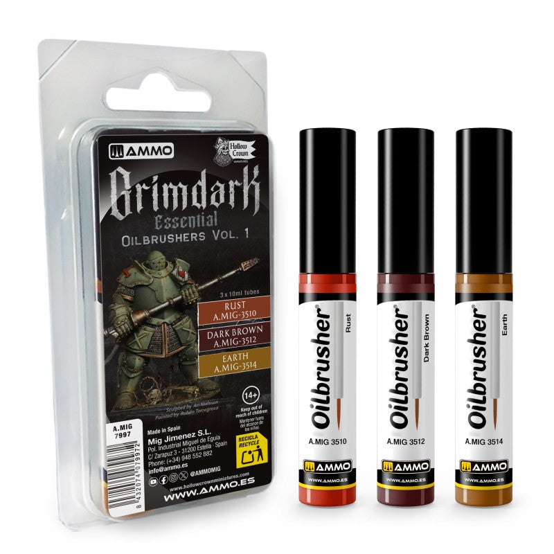 Grimdark Essential Oilbrushers Vol. 1 | Ammo by Mig Jimenez | MIG7997