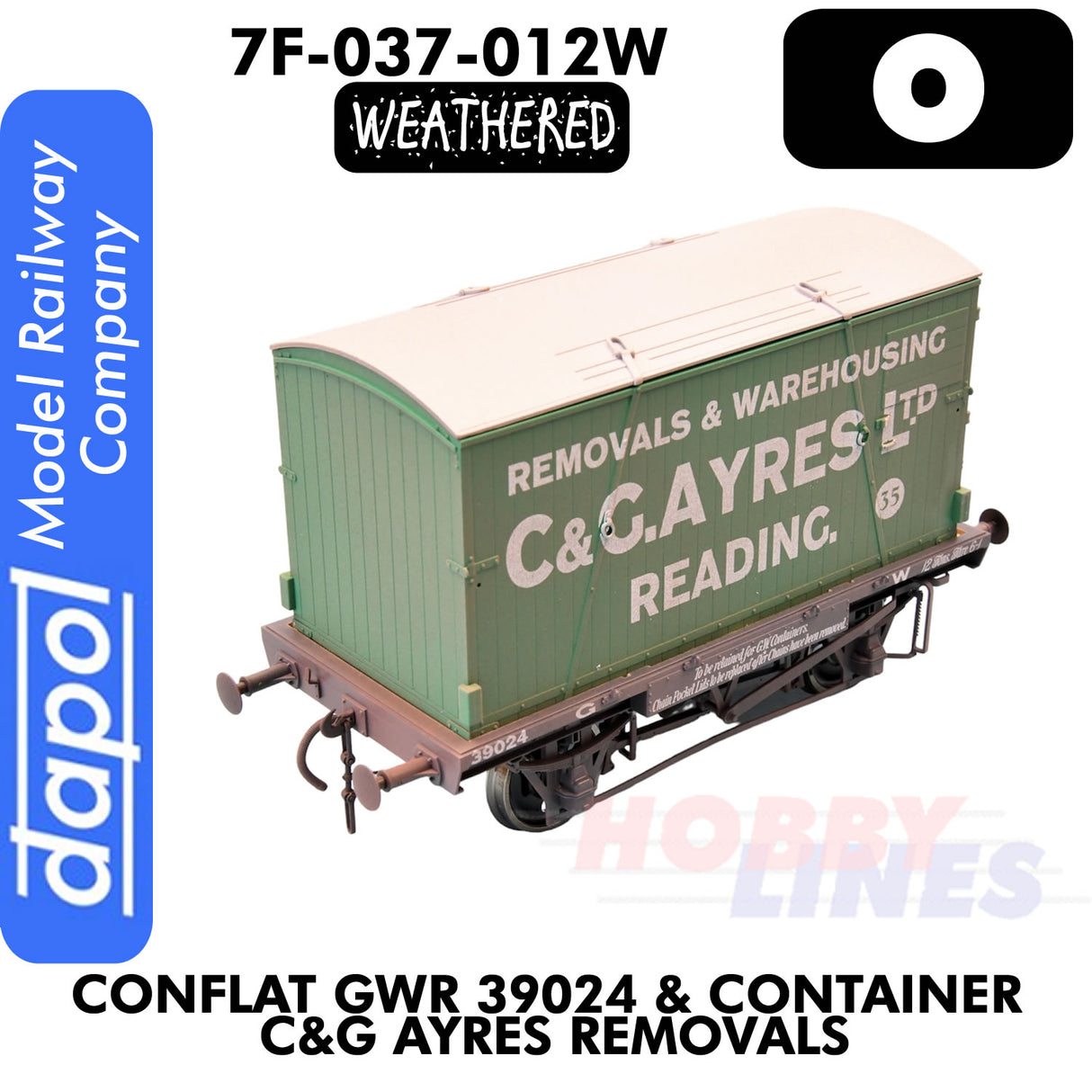  Conflat GWR 3902 & Container C&G Ayres Removals - Weathered | Dapol |  7F-037-012W