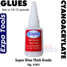 Load image into Gallery viewer, Cyano Super Glue 20g THICK 10-12 seconds Cyanoacrylate Bottle Expo Tools 47022
