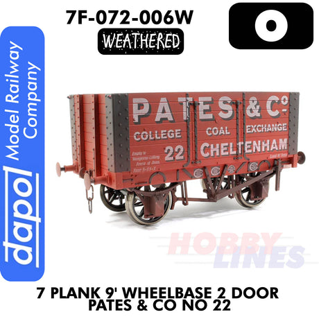 7 Plank 9' 2 Door Pates & Co No 22 Weathered Wagon | Dapol | 7F-072-006W