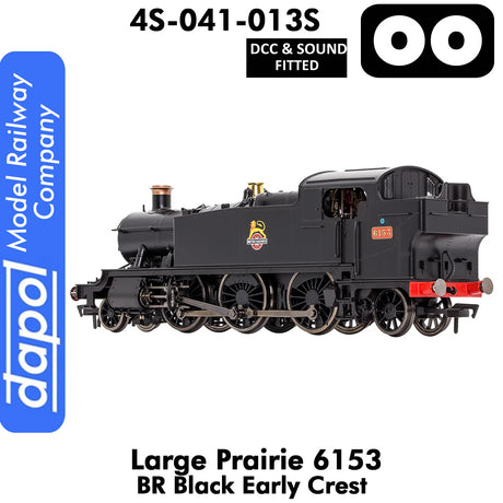 LARGE PRAIRIE 6153 BR Black Early Crest DCC & Sound Steam Locomotive |  Dapol |  4S-041-013S