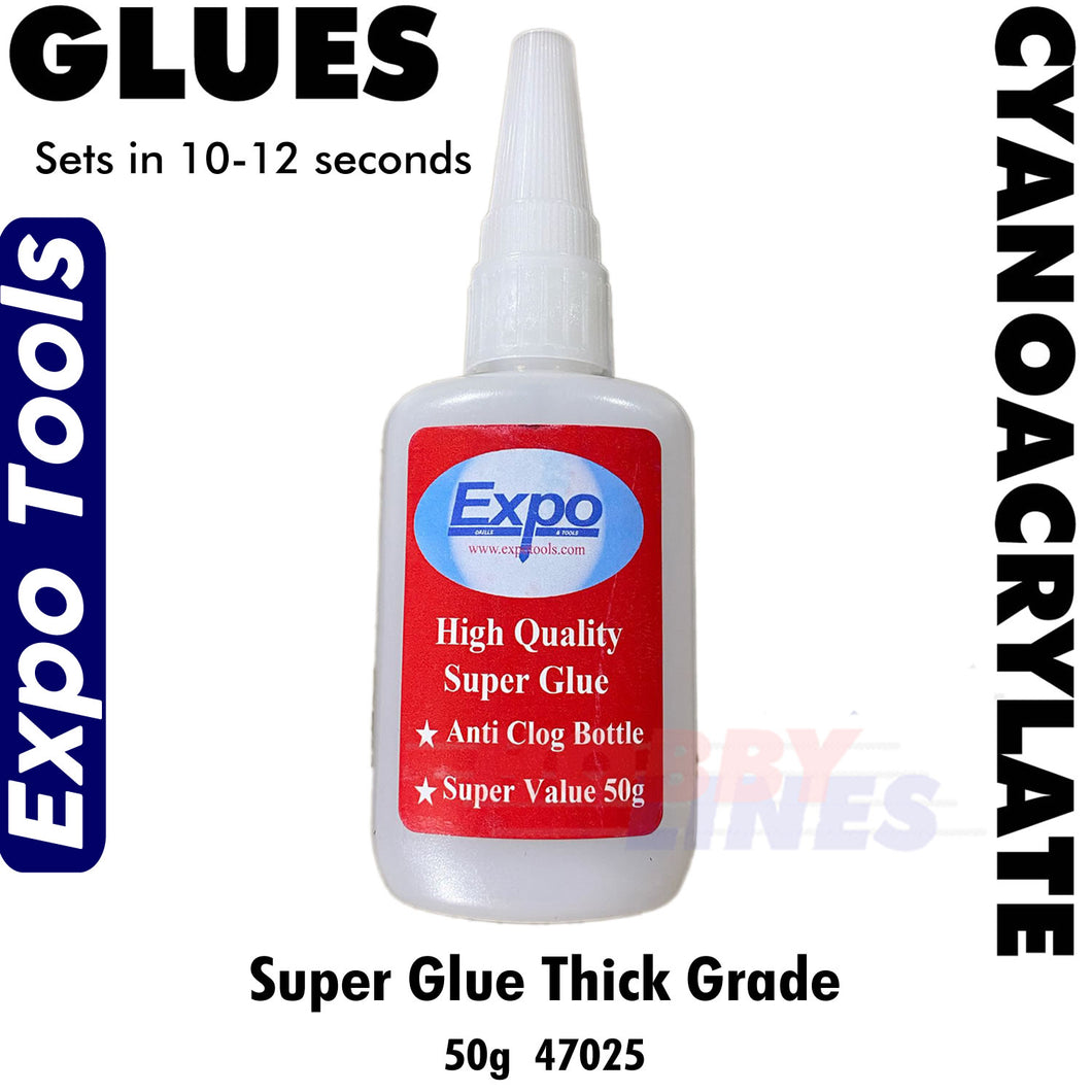 Cyano Super Glue 50g THICK 10-12 seconds Cyanoacrylate Bottle Expo Tools 47025