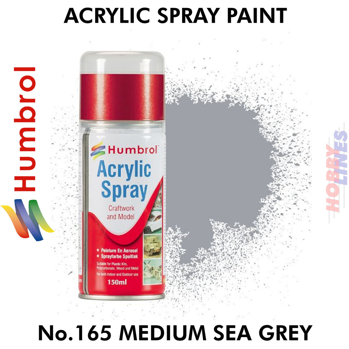 No 165 Medium Sea Grey Satin 150ML Humbrol Sprays 