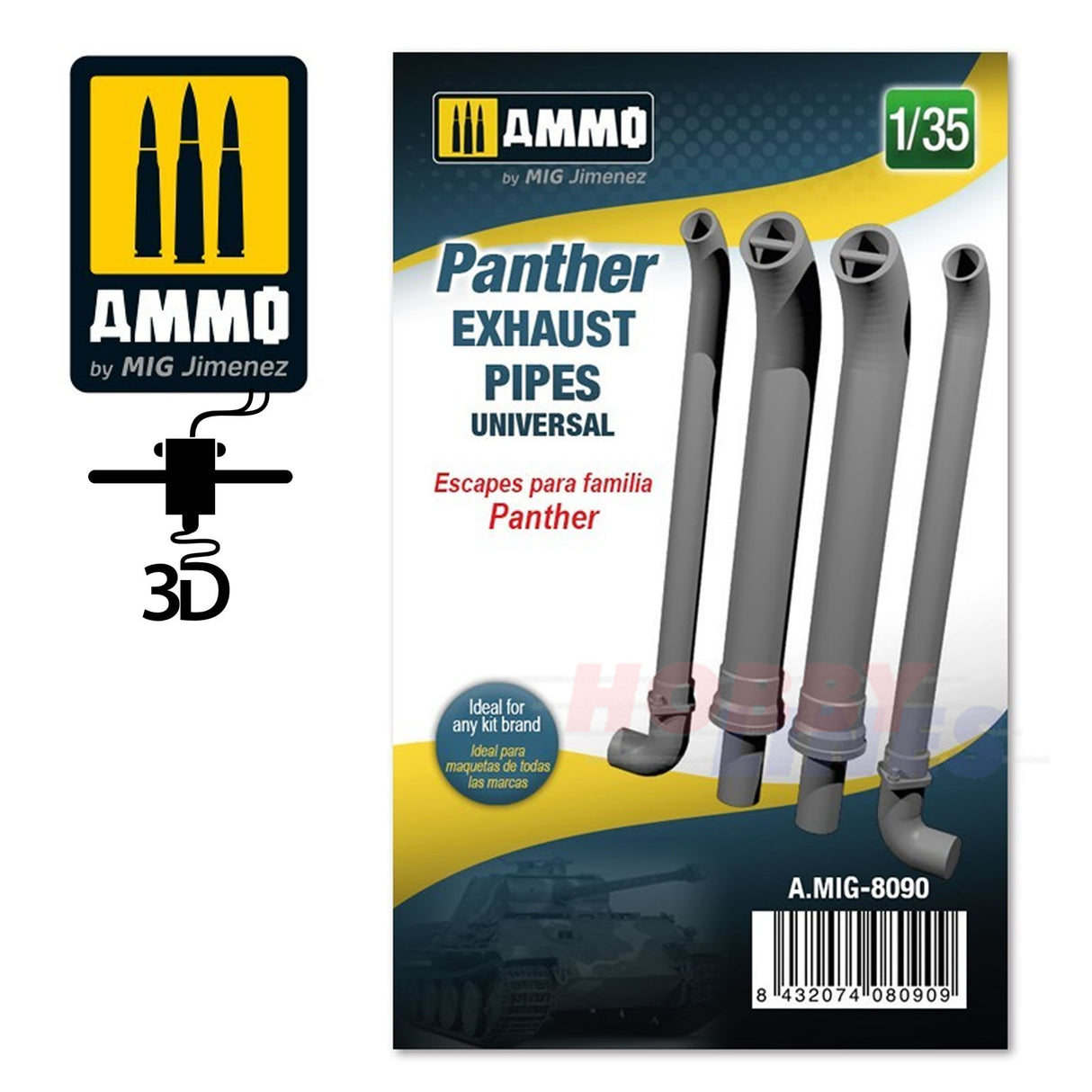 PANTHER EXHAUST PIPES universal 1:35 3D printed Ammo by Mig Jimenez MIG8090