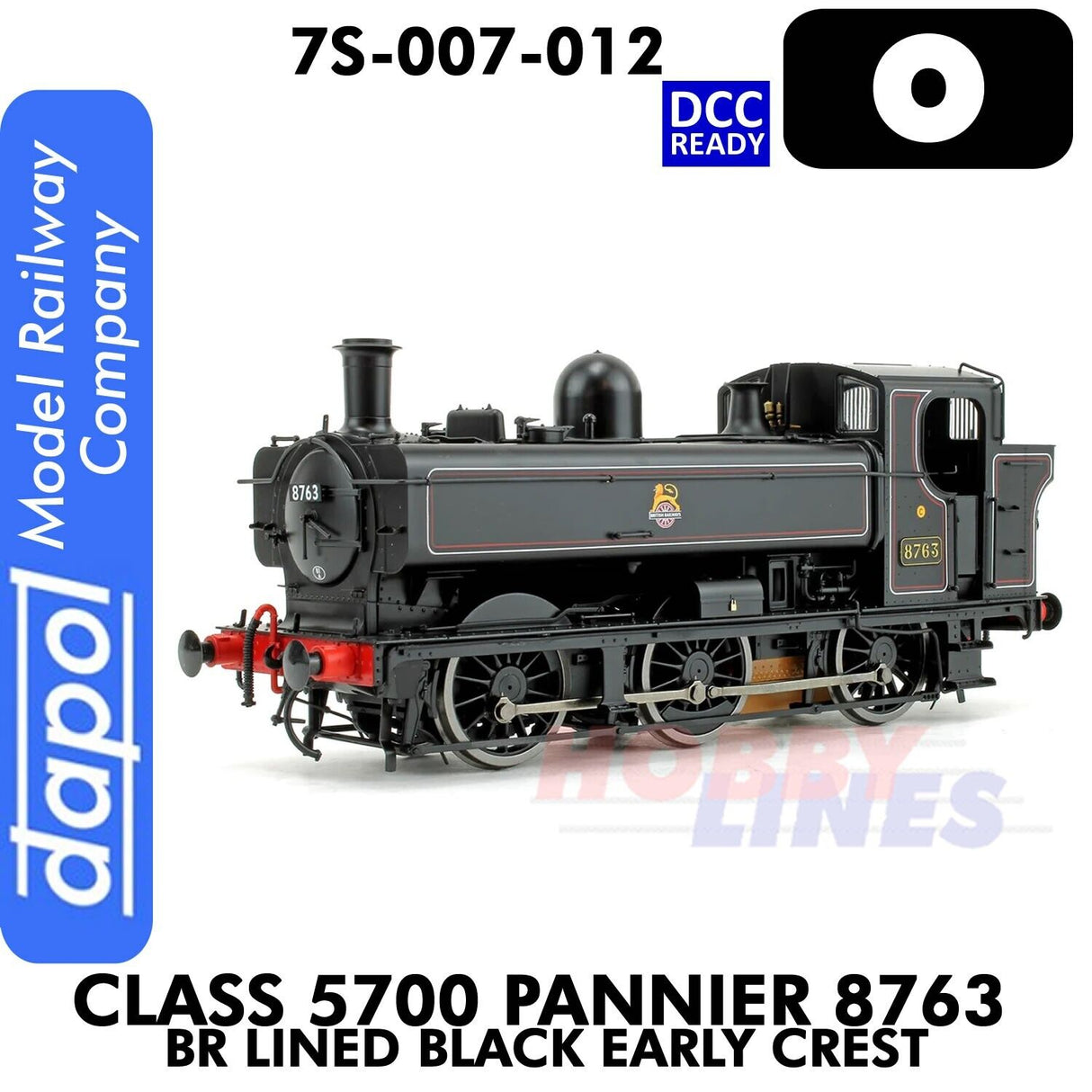 Class 5700 Pannier 8763 BR Black Early Crest - DCC Ready | Dapol | 7S-007-012