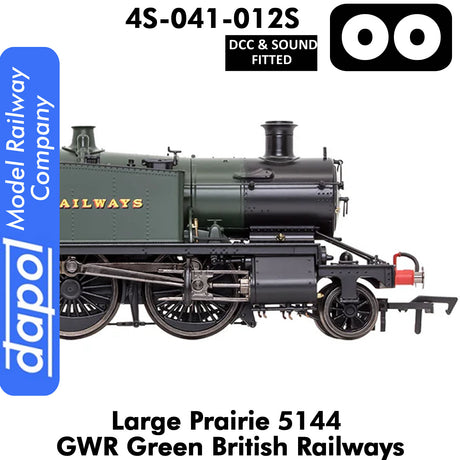 LARGE PRAIRIE 5144 BR Green DCC & Sound Steam Locomotive |  Dapol |  4S-041-012S