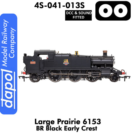 LARGE PRAIRIE 6153 BR Black Early Crest DCC & Sound Steam Locomotive |  Dapol |  4S-041-013S