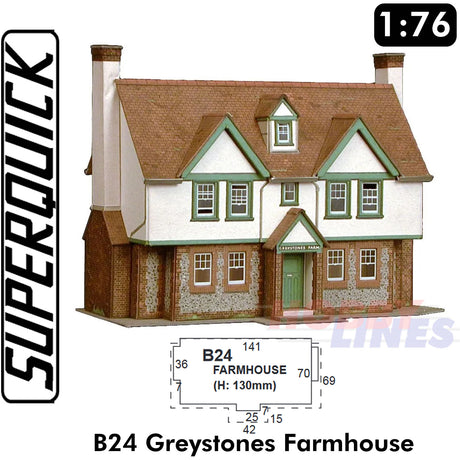 GREYSTONES FARMHOUSE 1:72 OO HO Gauge Railways Building Series B B24 SuperQuick