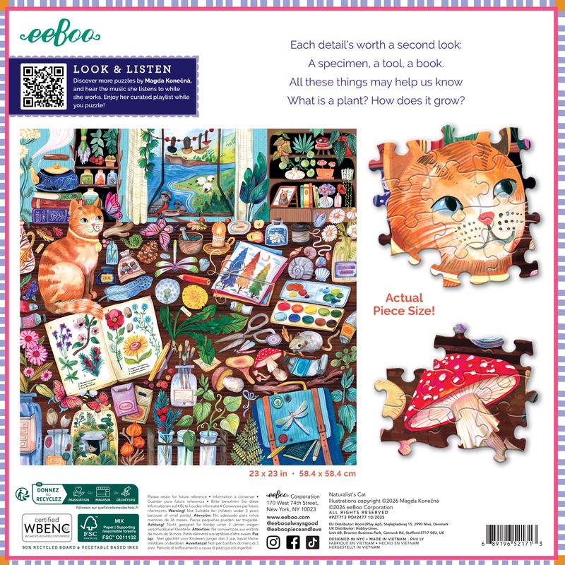 Naturalist's Cat 1000pc Puzzle | eeBoo | PZT713